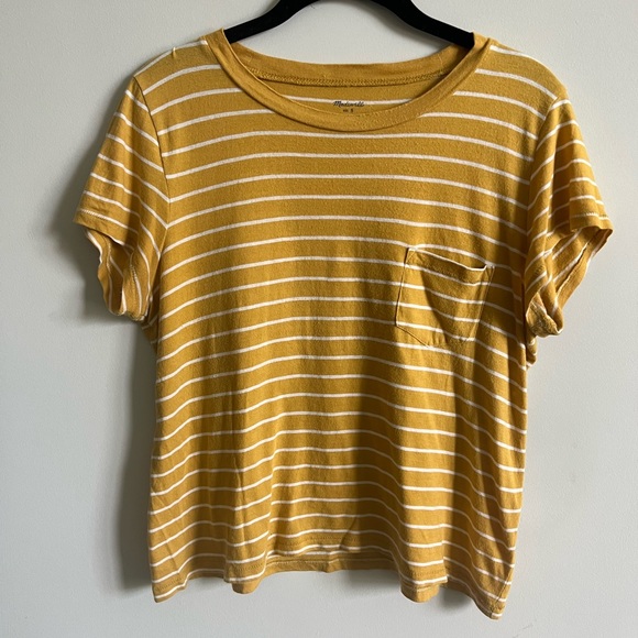 Madewell ~ Radio Tee in Largo Stripe in Bronzed Buttercup - Picture 2 of 9